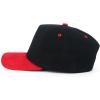 imageTrendy Apparel Shop 5 Panel Cotton and Suede Combo Snapback Baseball CapBlack Red