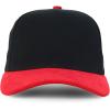 imageTrendy Apparel Shop 5 Panel Cotton and Suede Combo Snapback Baseball CapBlack Red