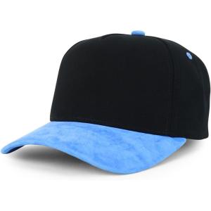 imageTrendy Apparel Shop 5 Panel Cotton and Suede Combo Snapback Baseball CapBlack Blue