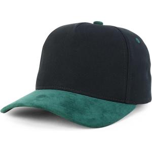 imageTrendy Apparel Shop 5 Panel Cotton and Suede Combo Snapback Baseball CapBlack Dark Green