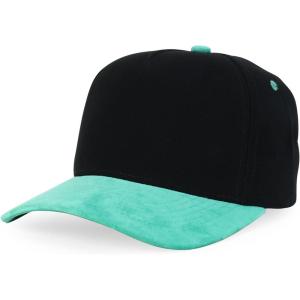 imageTrendy Apparel Shop 5 Panel Cotton and Suede Combo Snapback Baseball CapBlack Green