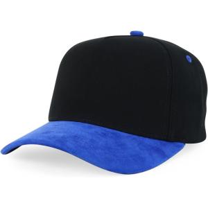 imageTrendy Apparel Shop 5 Panel Cotton and Suede Combo Snapback Baseball CapBlack Royal