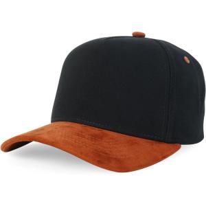 imageTrendy Apparel Shop 5 Panel Cotton and Suede Combo Snapback Baseball CapBlack Rust