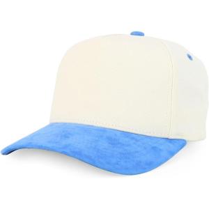 imageTrendy Apparel Shop 5 Panel Cotton and Suede Combo Snapback Baseball CapStone Blue