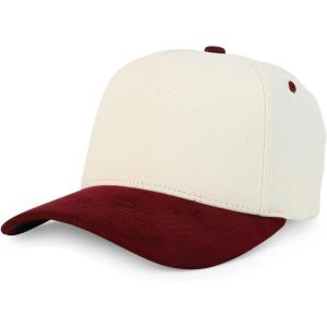 imageTrendy Apparel Shop 5 Panel Cotton and Suede Combo Snapback Baseball CapStone Burgundy