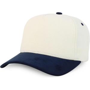 imageTrendy Apparel Shop 5 Panel Cotton and Suede Combo Snapback Baseball CapStone Navy