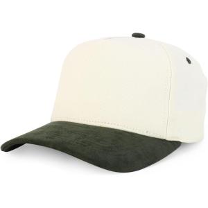 imageTrendy Apparel Shop 5 Panel Cotton and Suede Combo Snapback Baseball CapStone Olive