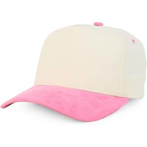 imageTrendy Apparel Shop 5 Panel Cotton and Suede Combo Snapback Baseball CapStone Pink