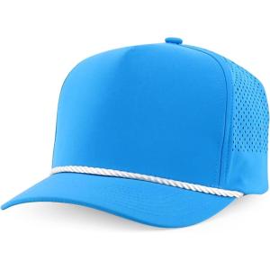 imageTrendy Apparel Shop 5 Panel High Profile Rope Hybrid Perforated Mesh Back CapAqua White