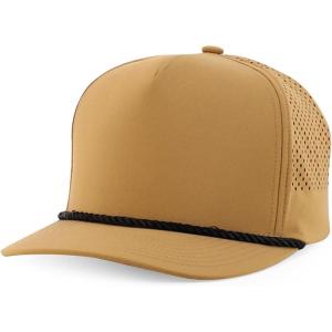imageTrendy Apparel Shop 5 Panel High Profile Rope Hybrid Perforated Mesh Back CapBeige Black