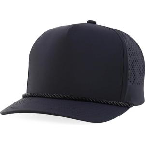 imageTrendy Apparel Shop 5 Panel High Profile Rope Hybrid Perforated Mesh Back CapBlack Black