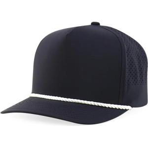 imageTrendy Apparel Shop 5 Panel High Profile Rope Hybrid Perforated Mesh Back CapBlack White