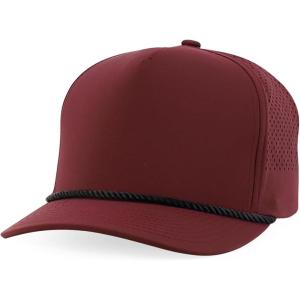 imageTrendy Apparel Shop 5 Panel High Profile Rope Hybrid Perforated Mesh Back CapBurgundy Black