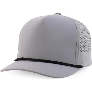 imageTrendy Apparel Shop 5 Panel High Profile Rope Hybrid Perforated Mesh Back CapGrey Black