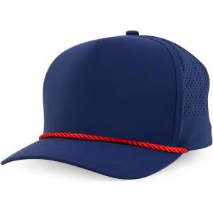 imageTrendy Apparel Shop 5 Panel High Profile Rope Hybrid Perforated Mesh Back CapNavy Red