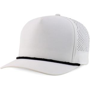 imageTrendy Apparel Shop 5 Panel High Profile Rope Hybrid Perforated Mesh Back CapWhite Black