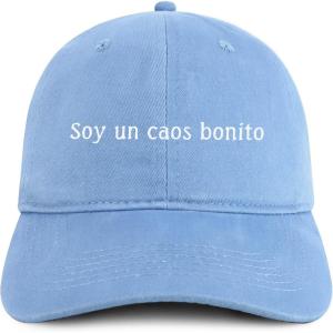 imageTrendy Apparel Shop Soy un caos Bonito Embroidered Cotton Unstructured Low Profile Dad HatCarolina Blue