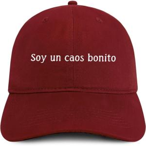 imageTrendy Apparel Shop Soy un caos Bonito Embroidered Cotton Unstructured Low Profile Dad HatMaroon