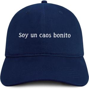 imageTrendy Apparel Shop Soy un caos Bonito Embroidered Cotton Unstructured Low Profile Dad HatNavy