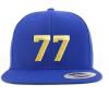 imageTrendy Apparel Shop Number 77 Gold Thread Flat Bill Snapback Baseball CapRoyal