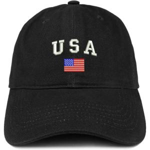 imageTrendy Apparel Shop American Flag and USA Embroidered Dad Hat Patriotic CapBlack