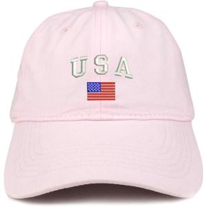 imageTrendy Apparel Shop American Flag and USA Embroidered Dad Hat Patriotic CapLight Pink