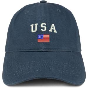 imageTrendy Apparel Shop American Flag and USA Embroidered Dad Hat Patriotic CapNavy