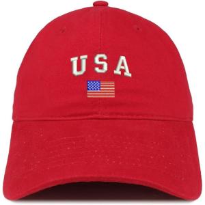 imageTrendy Apparel Shop American Flag and USA Embroidered Dad Hat Patriotic CapRed