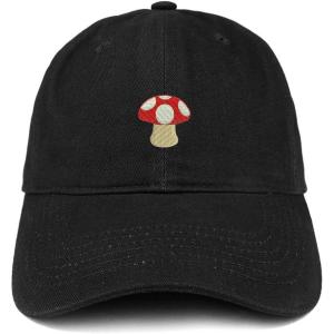 imageTrendy Apparel Shop Mushroom Emoticon Embroidered 100 Soft Brushed Cotton Low Profile CapBlack