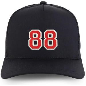 imageTrendy Apparel Shop Number 88 Varsity Font Embroidered 5 Panel Structured Snapback CapBlack