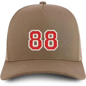 imageTrendy Apparel Shop Number 88 Varsity Font Embroidered 5 Panel Structured Snapback CapKhaki