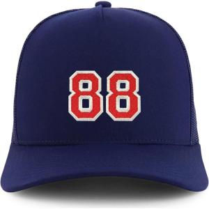 imageTrendy Apparel Shop Number 88 Varsity Font Embroidered 5 Panel Structured Snapback CapNavy