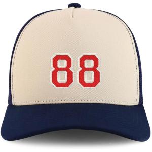 imageTrendy Apparel Shop Number 88 Varsity Font Embroidered 5 Panel Structured Snapback CapStone Navy