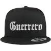 imageTrendy Apparel Shop Old English Guerrero White Embroidered 5 Panel Flatbill Trucker Mesh Cap Black