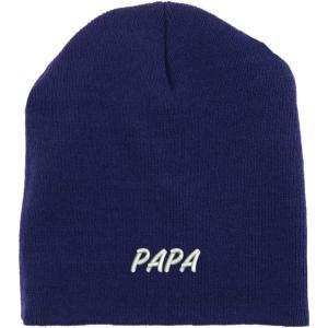 imageTrendy Apparel Shop Papa Embroidered Made in USA Short Acrylic Knit Winter Beanie HatNavy
