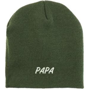 imageTrendy Apparel Shop Papa Embroidered Made in USA Short Acrylic Knit Winter Beanie HatOlive