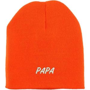 imageTrendy Apparel Shop Papa Embroidered Made in USA Short Acrylic Knit Winter Beanie HatOrange