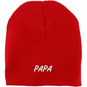 imageTrendy Apparel Shop Papa Embroidered Made in USA Short Acrylic Knit Winter Beanie HatRed
