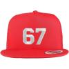 imageTrendy Apparel Shop Number 67 White Thread Embroidered Flat Bill 5 Panel Trucker CapRed