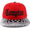 imageTrendy Apparel Shop Oversize XXL Old English Compton Embroidered Flatbill Snapback Baseball CapRed Black