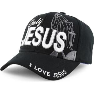 imageTrendy Apparel Shop Only Jesus Praying Hand Embroidered Christian Ball CapBlack