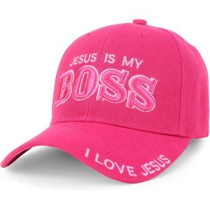 imageTrendy Apparel Shop Only Jesus Praying Hand Embroidered Christian Ball CapHot Pink 3