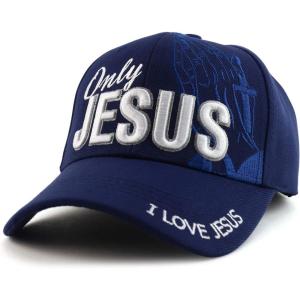 imageTrendy Apparel Shop Only Jesus Praying Hand Embroidered Christian Ball CapNavy