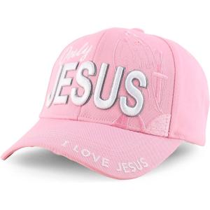 imageTrendy Apparel Shop Only Jesus Praying Hand Embroidered Christian Ball CapPink