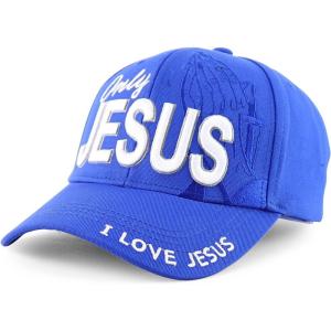 imageTrendy Apparel Shop Only Jesus Praying Hand Embroidered Christian Ball CapRoyal