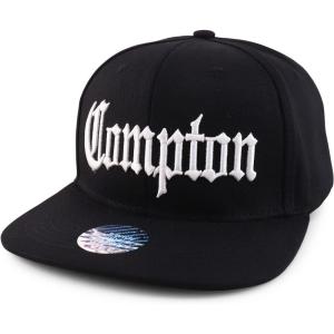 imageTrendy Apparel Shop Oversize XXL Old English Compton Embroidered Flatbill Snapback Baseball CapBlack