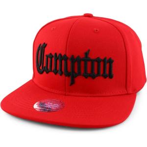 imageTrendy Apparel Shop Oversize XXL Old English Compton Embroidered Flatbill Snapback Baseball CapRed