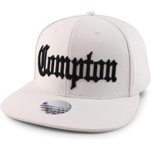 imageTrendy Apparel Shop Oversize XXL Old English Compton Embroidered Flatbill Snapback Baseball CapWhite