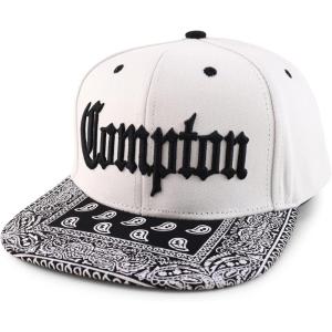 imageTrendy Apparel Shop Oversize XXL Old English Compton Embroidered Flatbill Snapback Baseball CapWhite Black