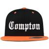 imageTrendy Apparel Shop Compton City Old English Embroidered Flatbill Snapback Baseball CapBlack Orange